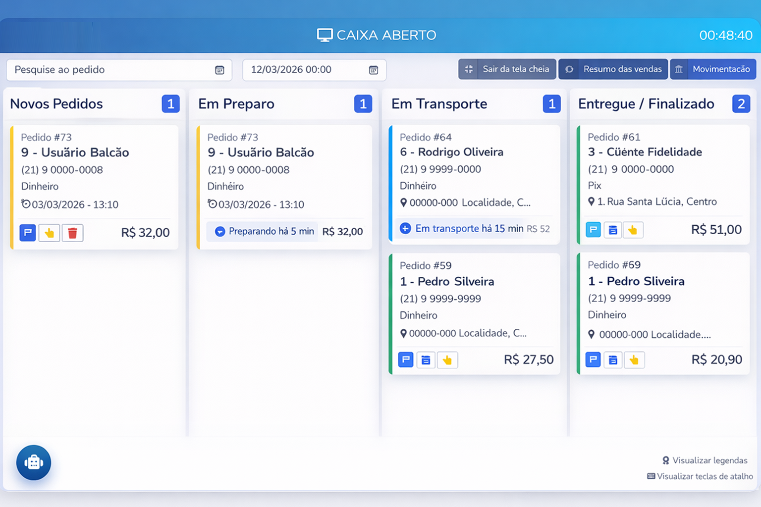 Tela principal do sistema Ganesa Tecnologia 
